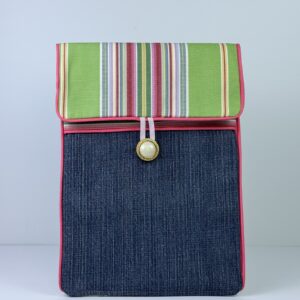 The Gracewell Studio Upcycled Collection garden stripe e reader pouch (large)