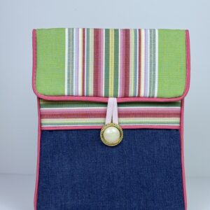 The Gracewell Studio Upcycled Collection garden stripe e reader pouch